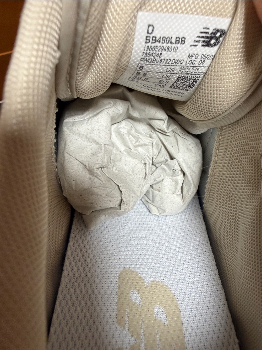 New Balance 480 Cream & White Low-Top Sneaker - Picture 4 of 5